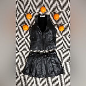 Leather skirt and matching vest
